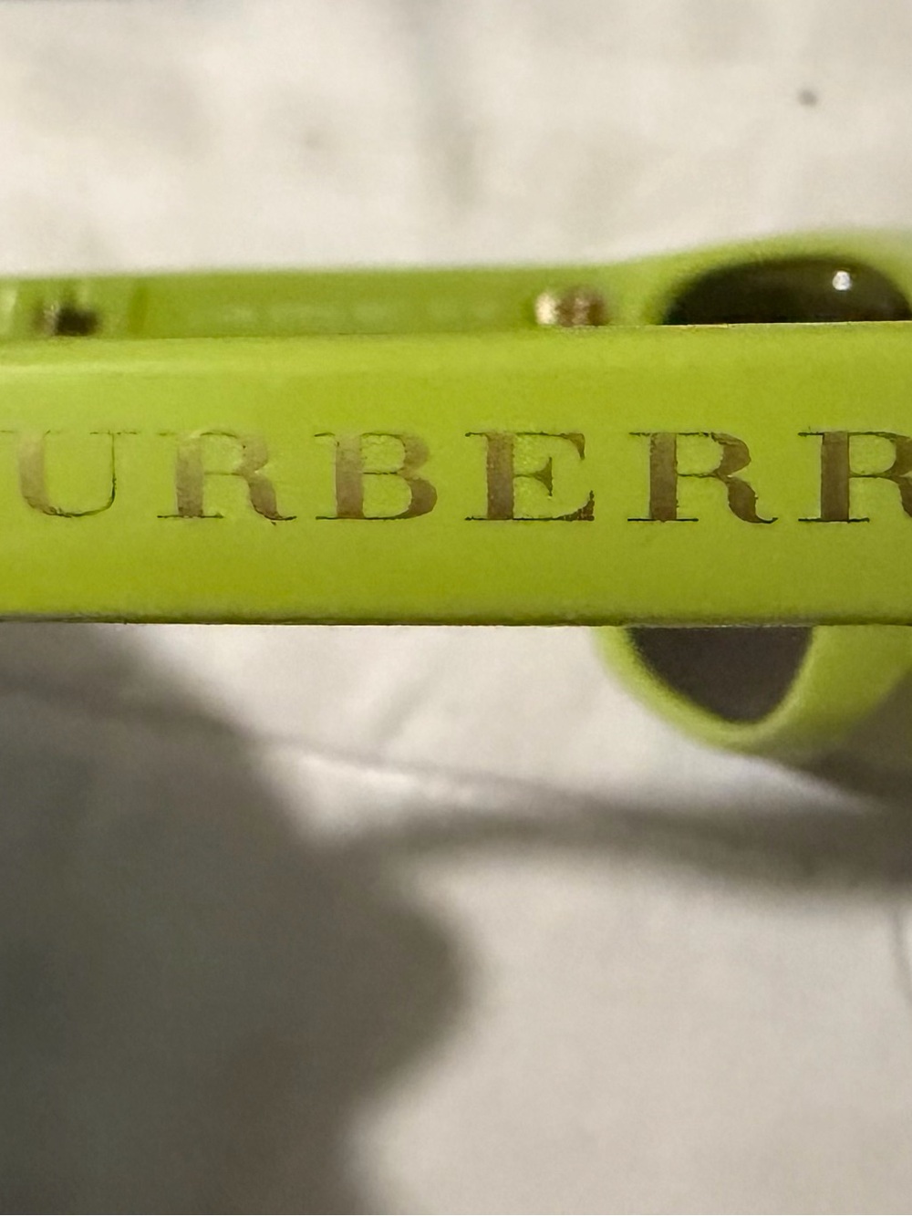 Burberry Neon Lime Green Men's Sunglasses with Brown Lenses - Picture 3 of 6